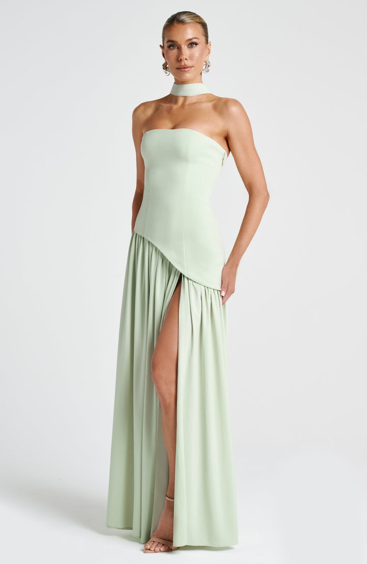 Damen Trägerloses Korsett-Maxikleid mit Seitenschlitz