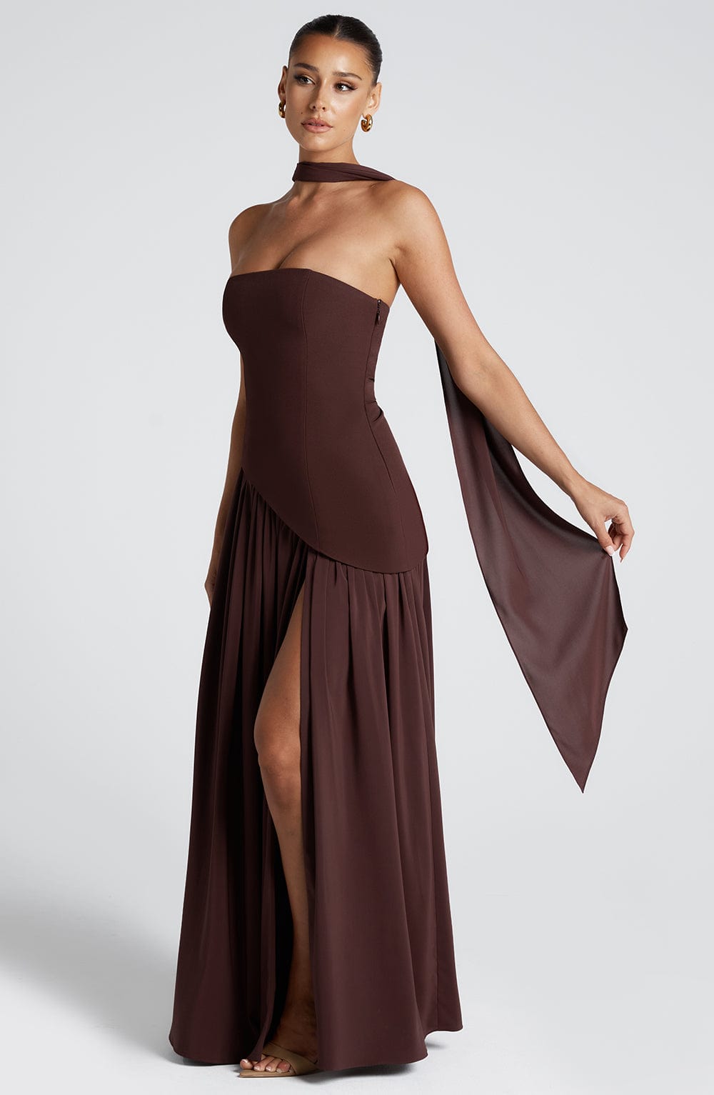 Damen Trägerloses Korsett-Maxikleid mit Seitenschlitz