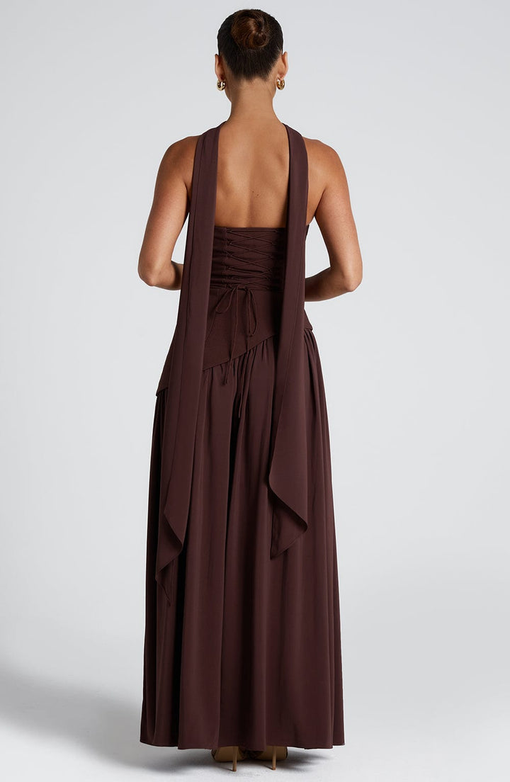 Damen Trägerloses Korsett-Maxikleid mit Seitenschlitz