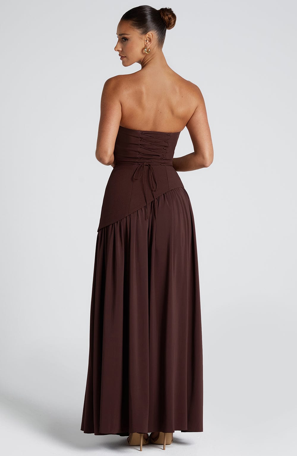 Damen Trägerloses Korsett-Maxikleid mit Seitenschlitz
