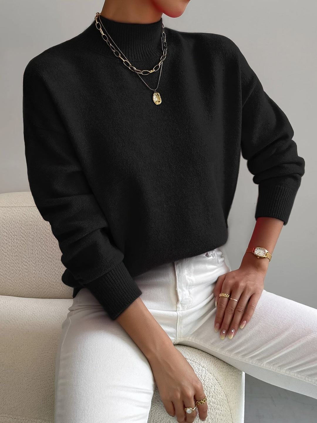 Donna | Klassischer Rollkragenpullover für Damen mit langen Ärmeln