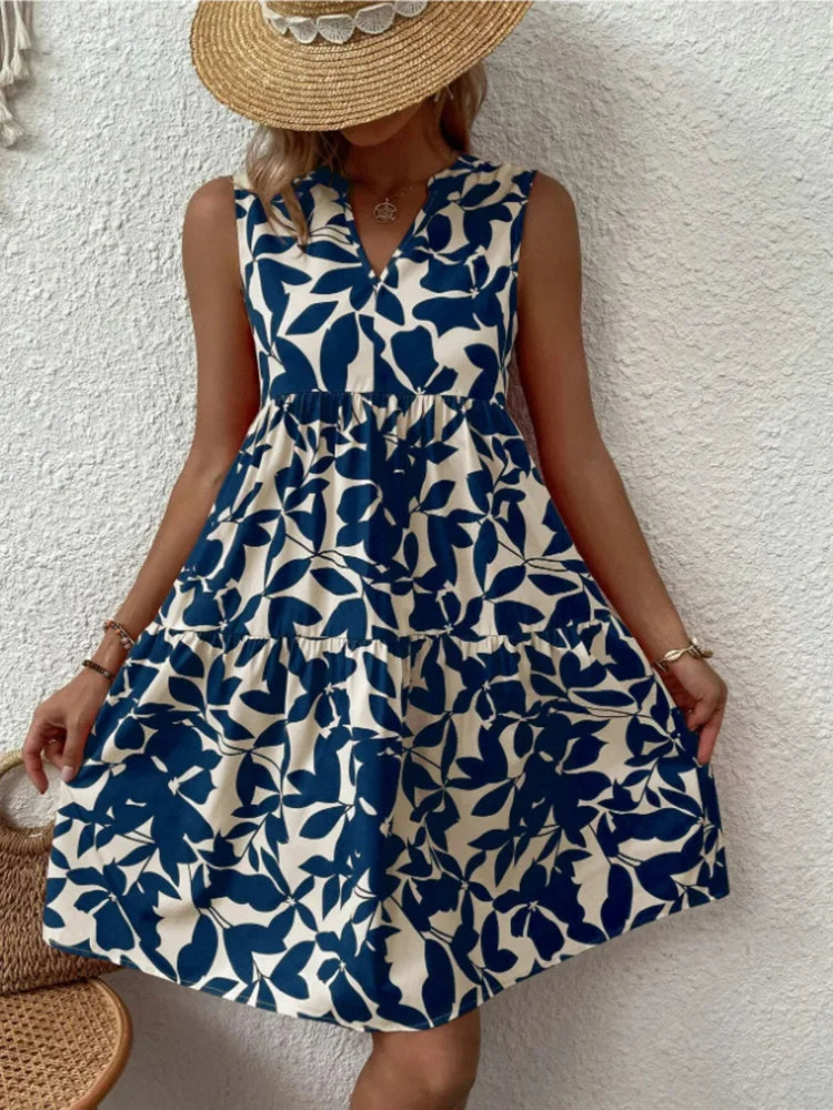 Elena | Luftiges Sommerkleid für Damen mit Blumenmuster und V-Ausschnitt