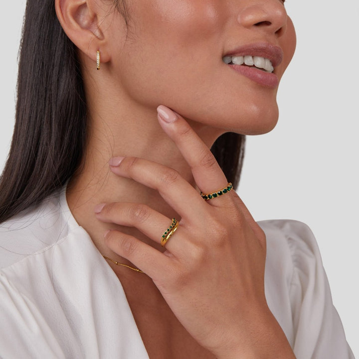 Carmen | Geschichteter Ring in smaragdgrün für Damen