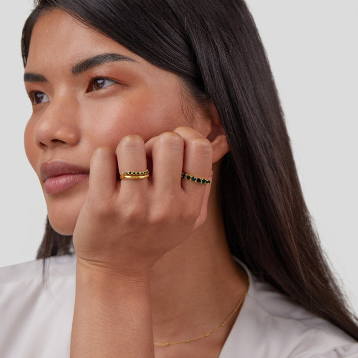 Carmen | Geschichteter Ring in smaragdgrün für Damen