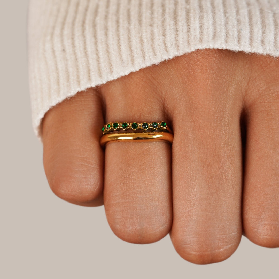 Carmen | Geschichteter Ring in smaragdgrün für Damen