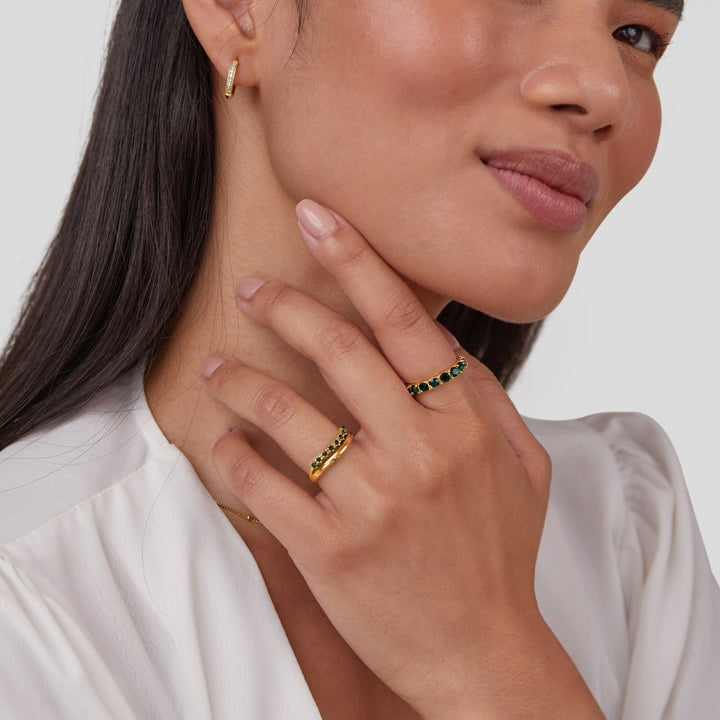 Carmen | Geschichteter Ring in smaragdgrün für Damen
