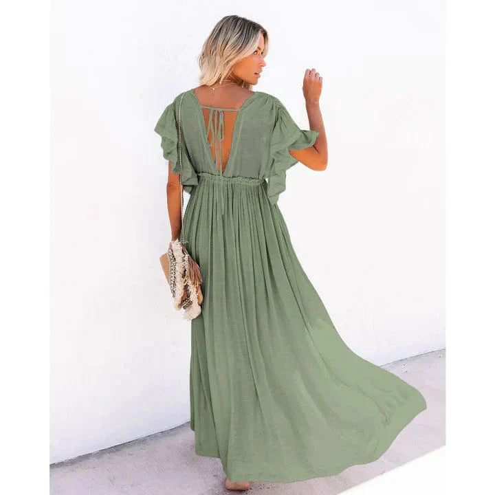 Puck | Maxi Grünes Ibiza Strandkleid