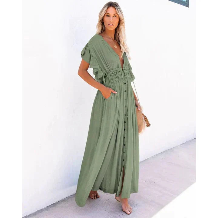 Puck | Maxi Grünes Ibiza Strandkleid