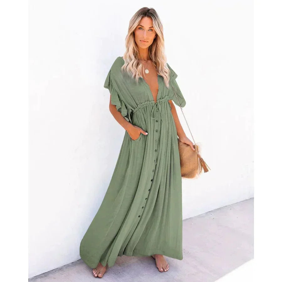 Puck | Maxi Grünes Ibiza Strandkleid