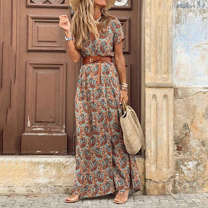 Liora | Maxi Ibiza Kleid im Hippie-Stil + GRATIS Gürtel für Damen