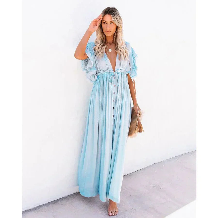 Luna Maxi Hellblaue Ibiza Kleid