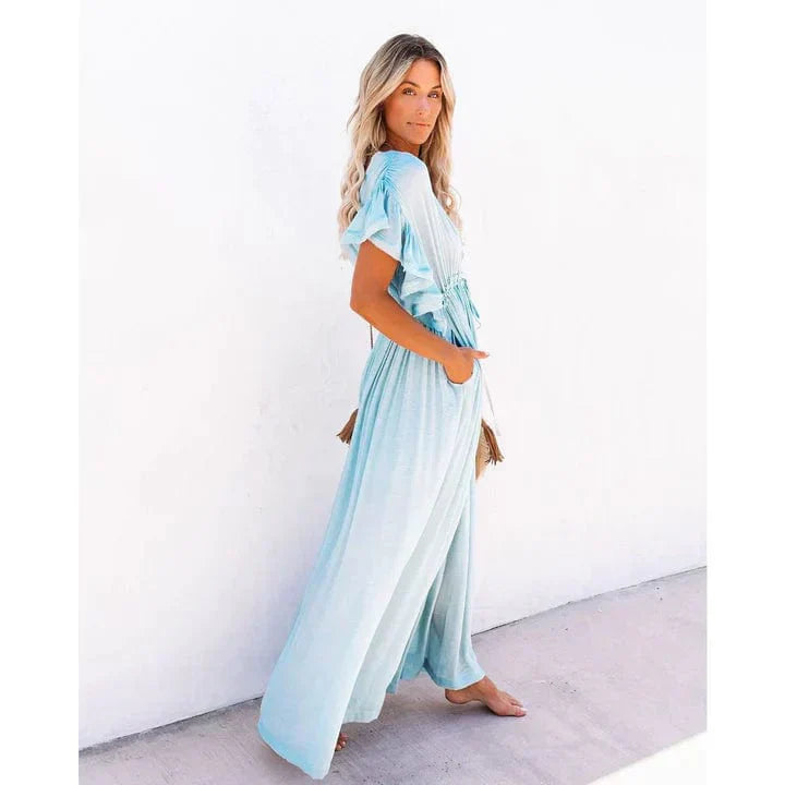 Luna Maxi Hellblaue Ibiza Kleid