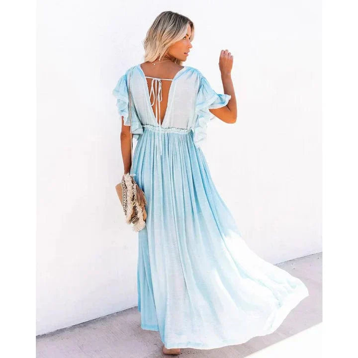 Luna Maxi Hellblaue Ibiza Kleid