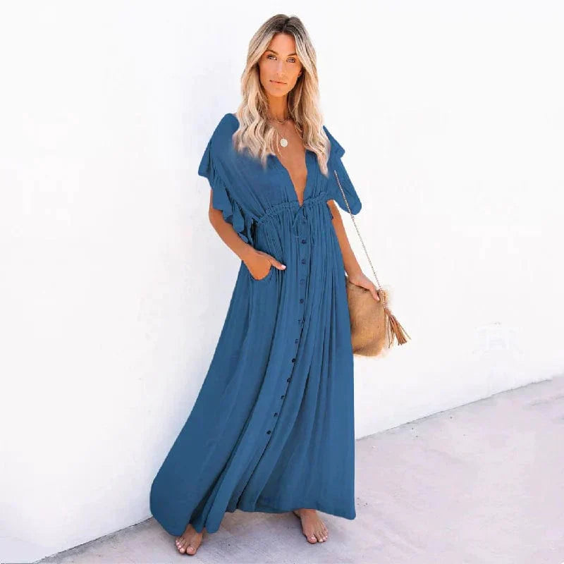 Anouk | Maxi Marineblaue Ibiza Strandkleid
