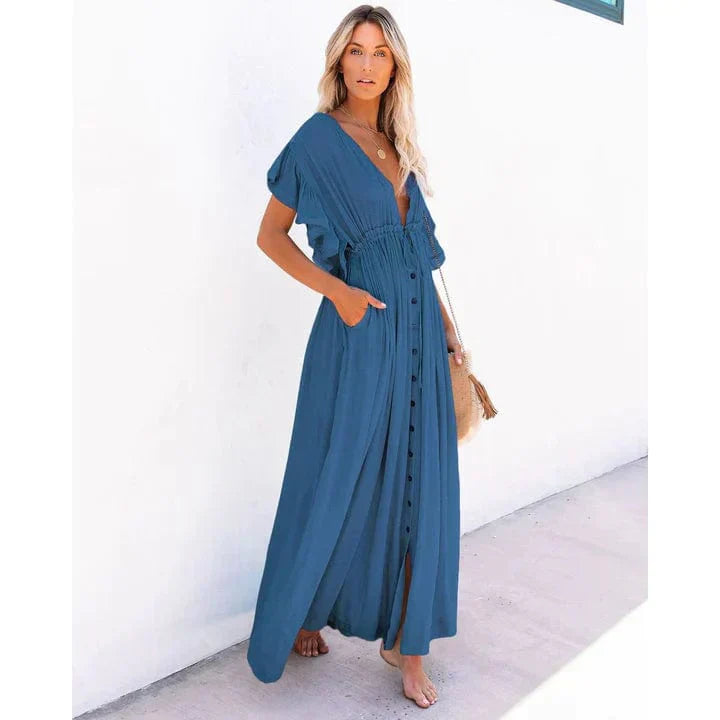 Anouk | Maxi Marineblaue Ibiza Strandkleid