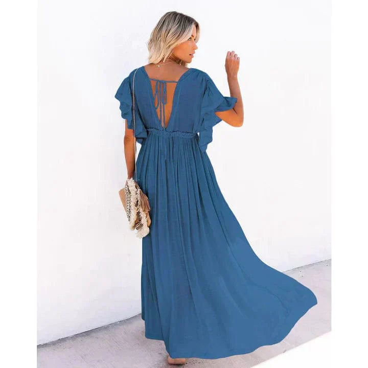 Anouk | Maxi Marineblaue Ibiza Strandkleid