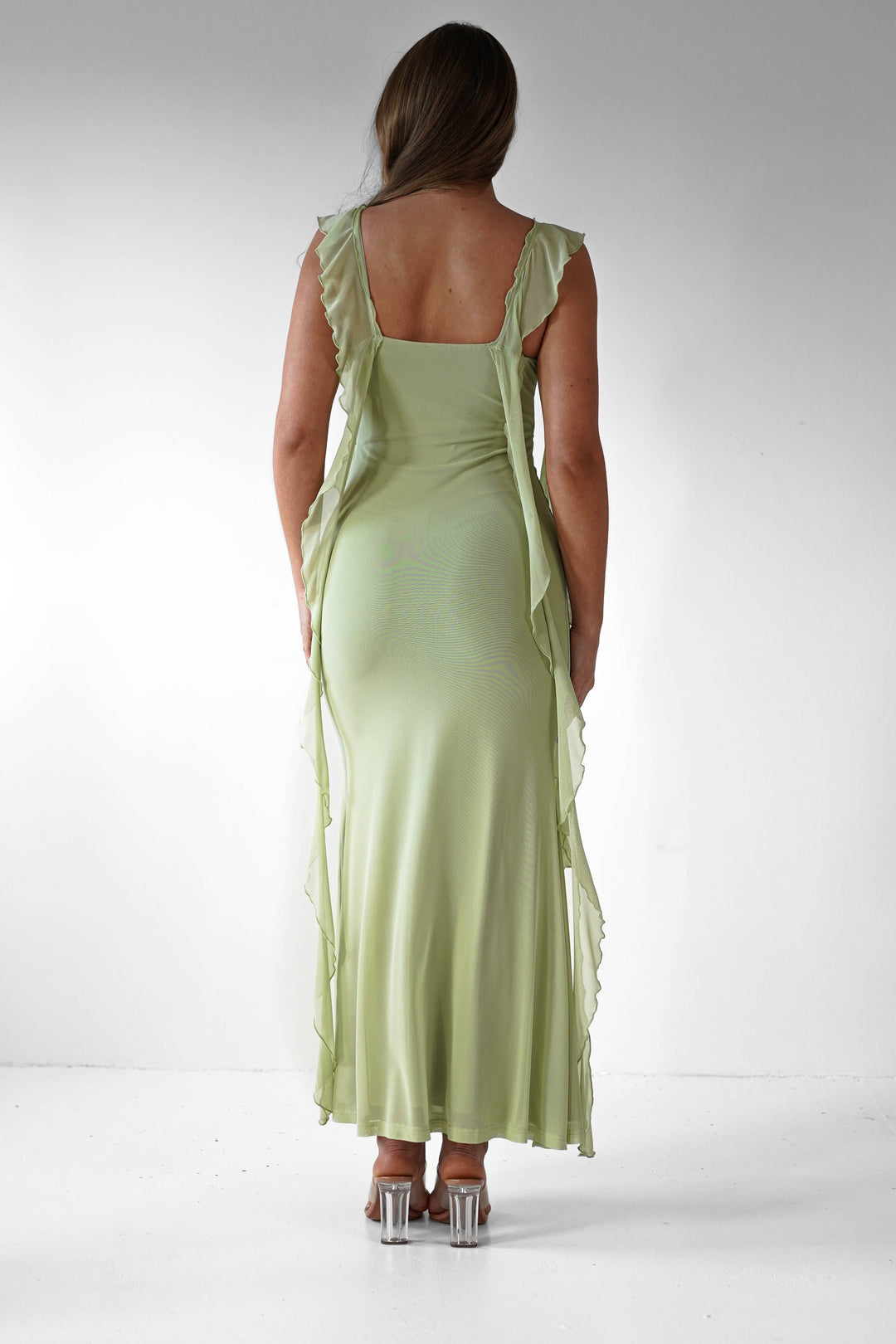 Salma Elegantes Sutton Rüschenkleid für Damen mit eckigem Ausschnitt