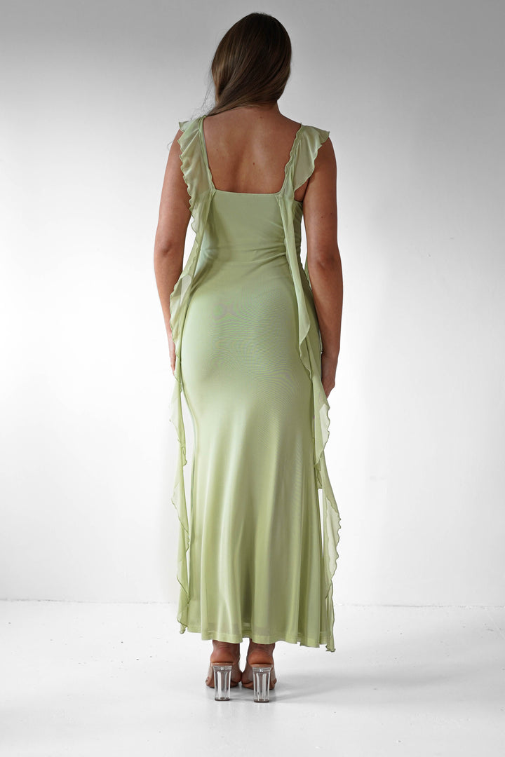 Salma Elegantes Sutton Rüschenkleid für Damen mit eckigem Ausschnitt