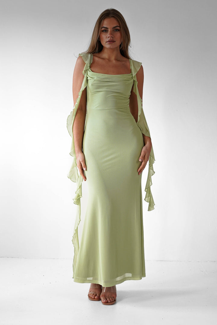 Salma Elegantes Sutton Rüschenkleid für Damen mit eckigem Ausschnitt