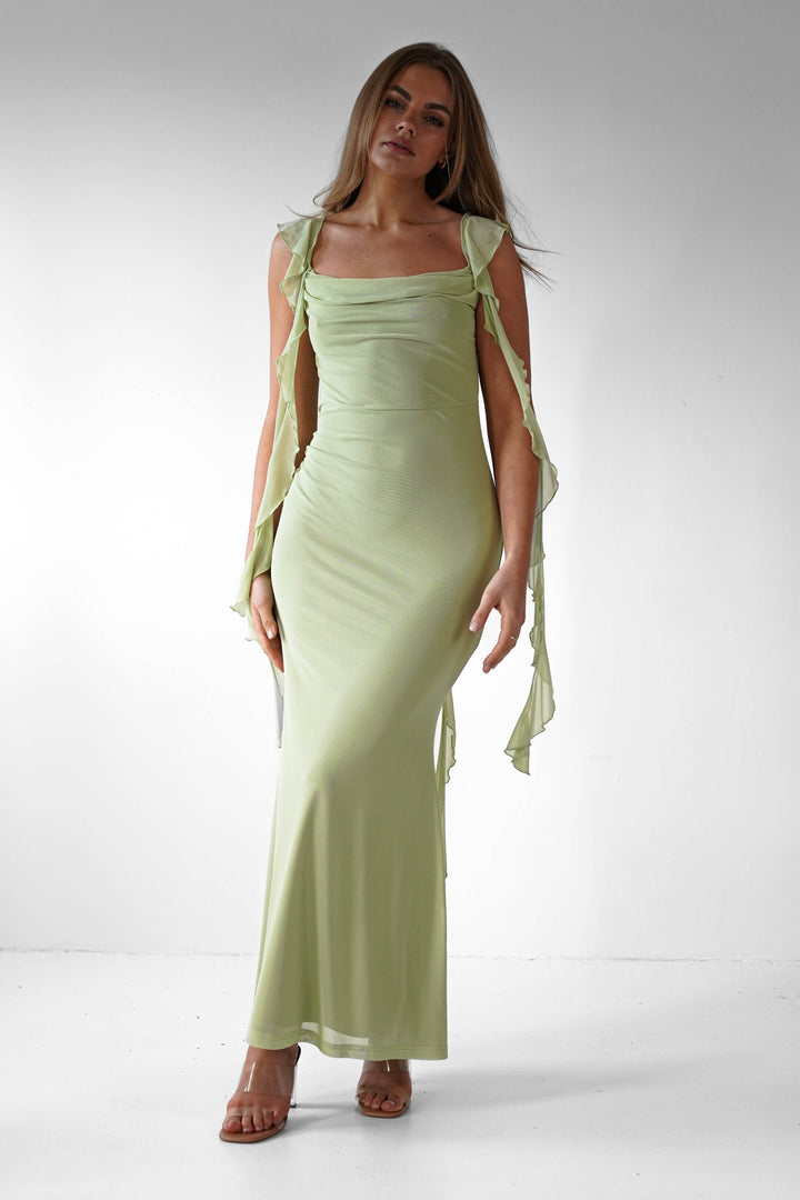 Salma Elegantes Sutton Rüschenkleid für Damen mit eckigem Ausschnitt