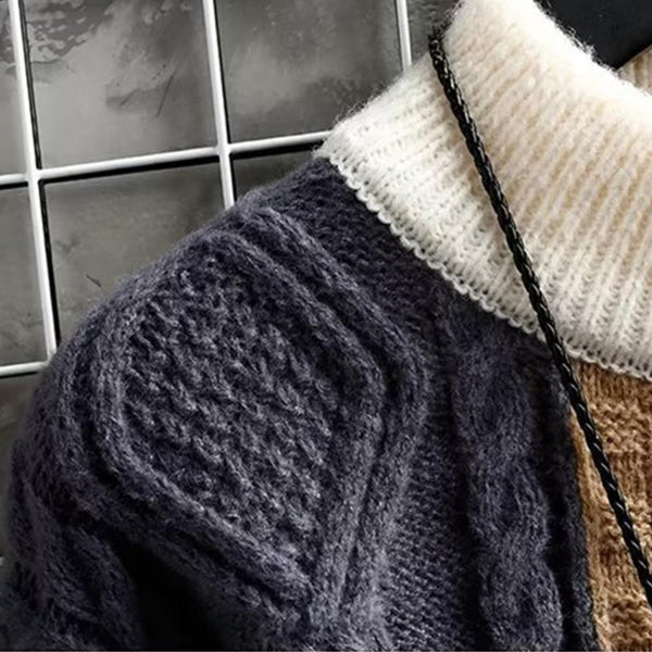 Alice | Eleganter Patchwork-Pullover für Damen mit Rundhalsausschnitt