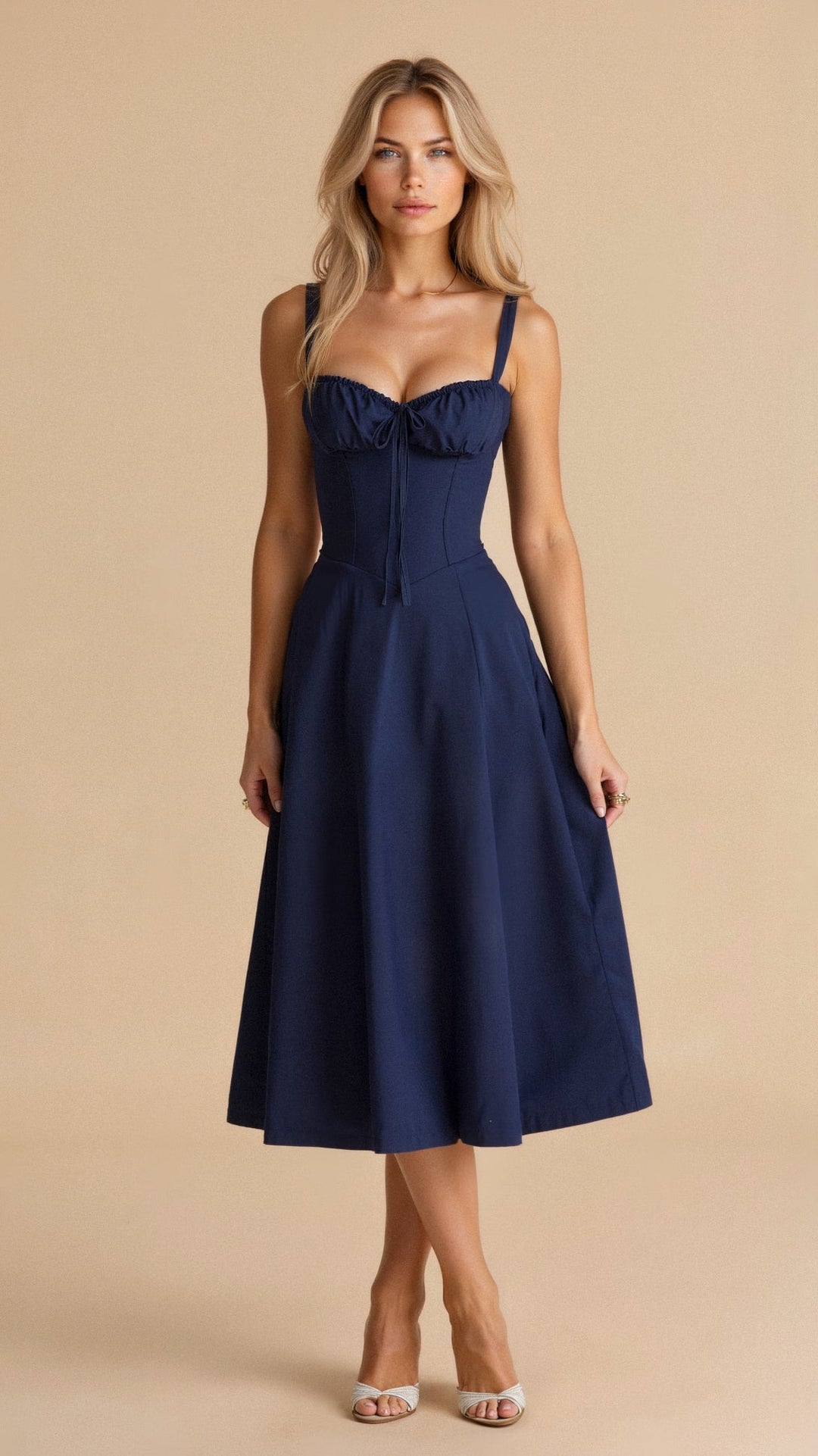 Kiana | Taillenkleid für Damen mit Blumenmuster und eckigem Ausschnitt