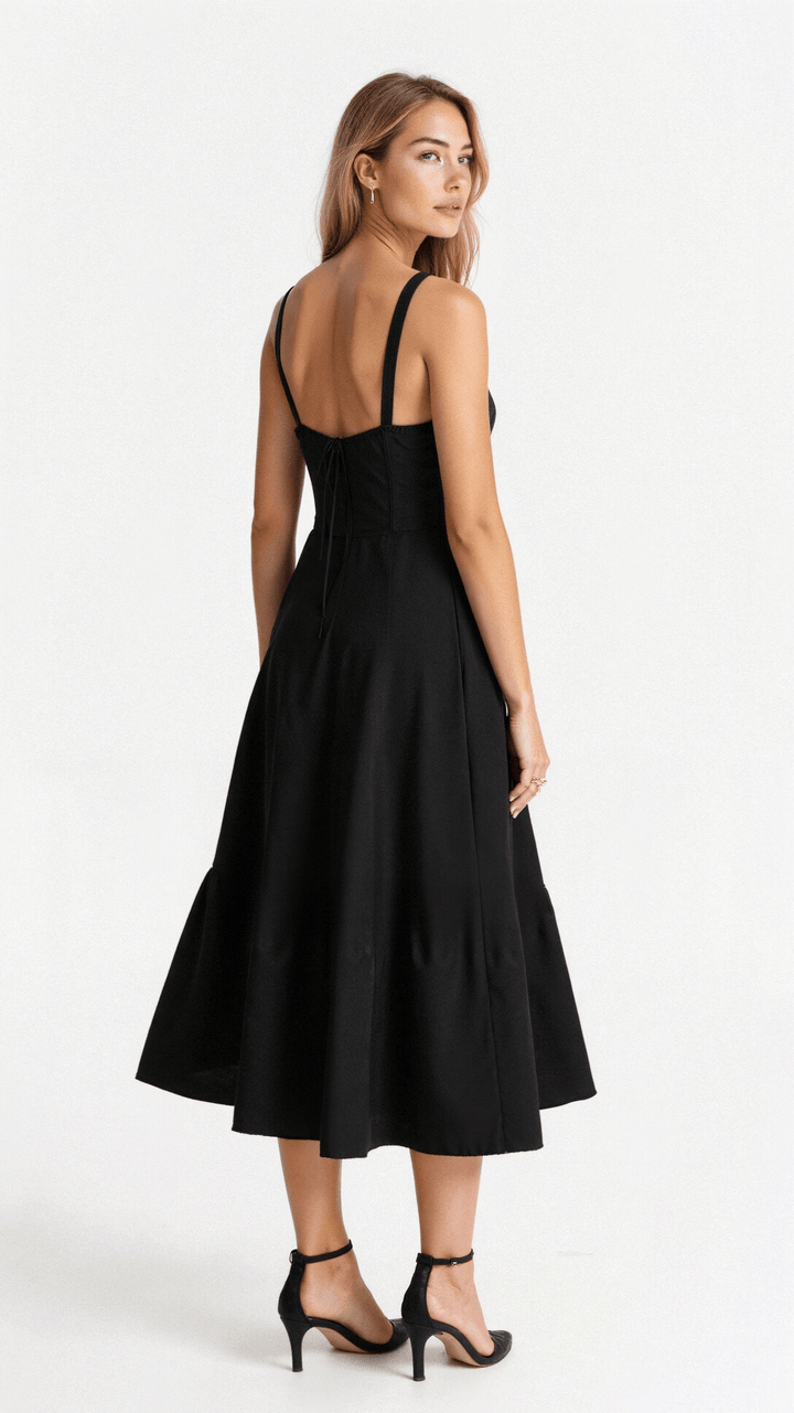 Kiana | Taillenkleid für Damen mit Blumenmuster und eckigem Ausschnitt