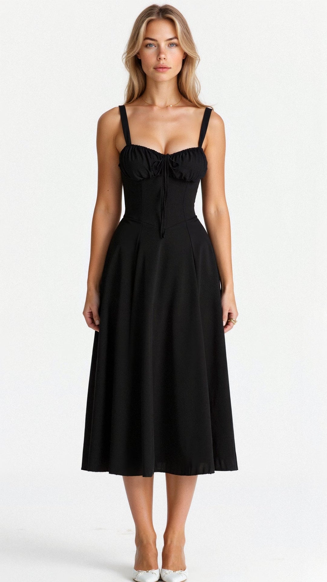 Kiana | Taillenkleid für Damen mit Blumenmuster und eckigem Ausschnitt