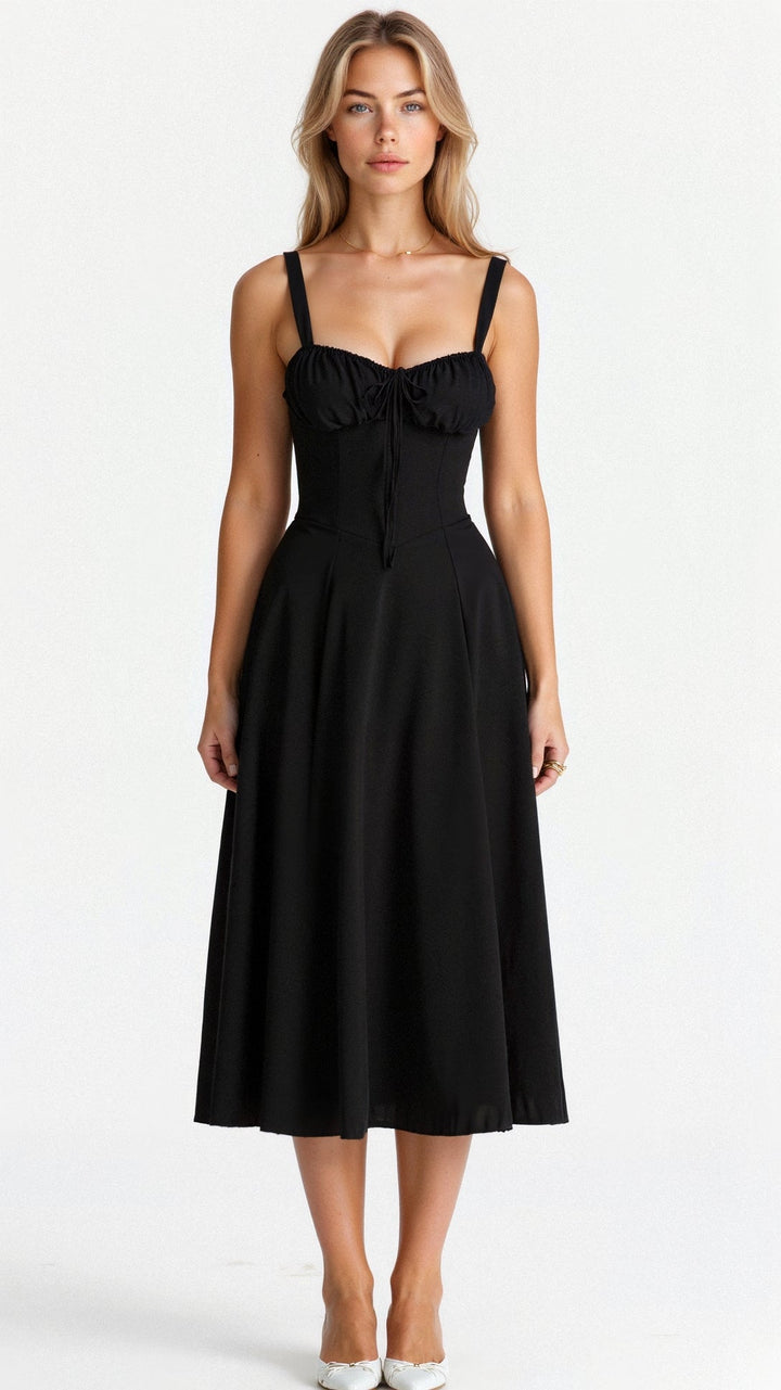 Kiana | Taillenkleid für Damen mit Blumenmuster und eckigem Ausschnitt