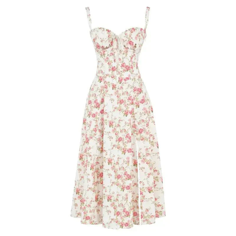 Hannah | Damen Korsett-Midikleid mit seitlichem Schlitz