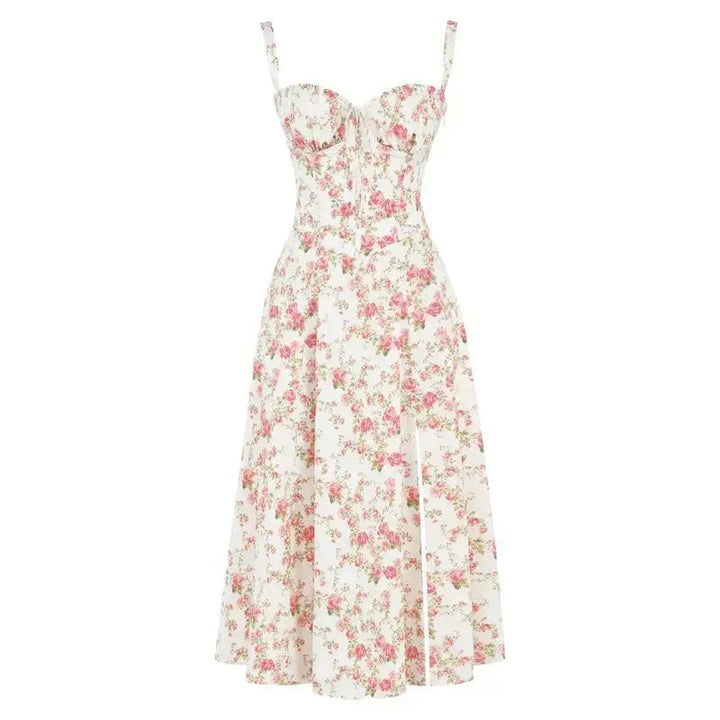Hannah | Damen Korsett-Midikleid mit seitlichem Schlitz