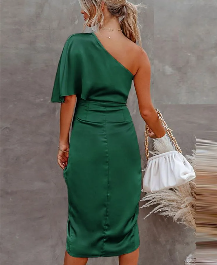 Nina | Elegantes Maßgeschneidertes Midikleid für Damen mit kurzen Ärmeln
