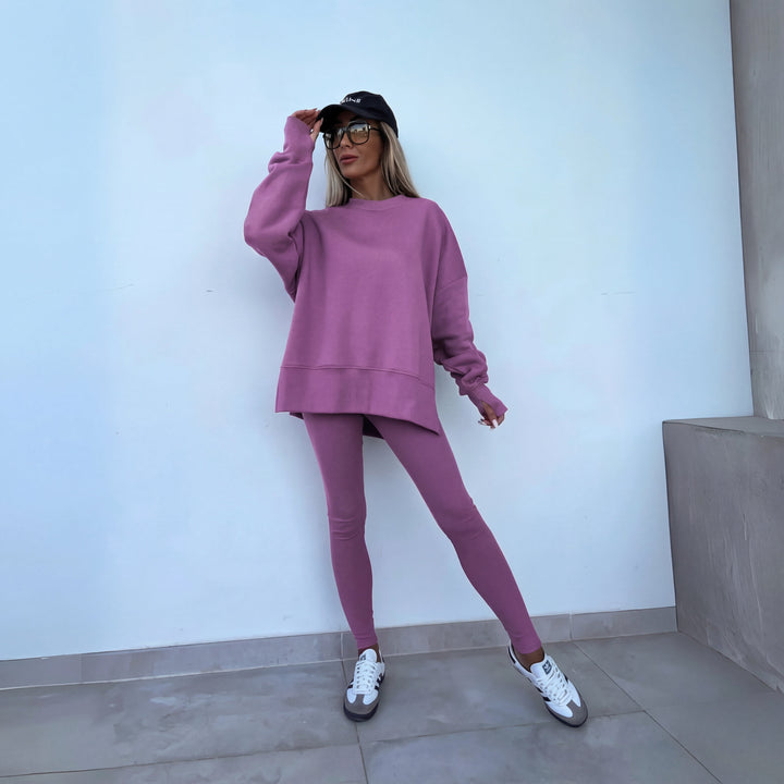YACHI | Entspanntes Sweatshirt für Damen mit langen Ärmeln und Hosenensemble