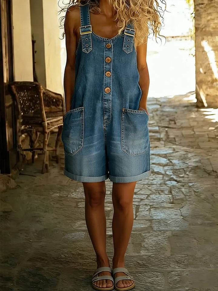 Entspanntes Shorts-Jumpsuit mit verstellbaren Trägern