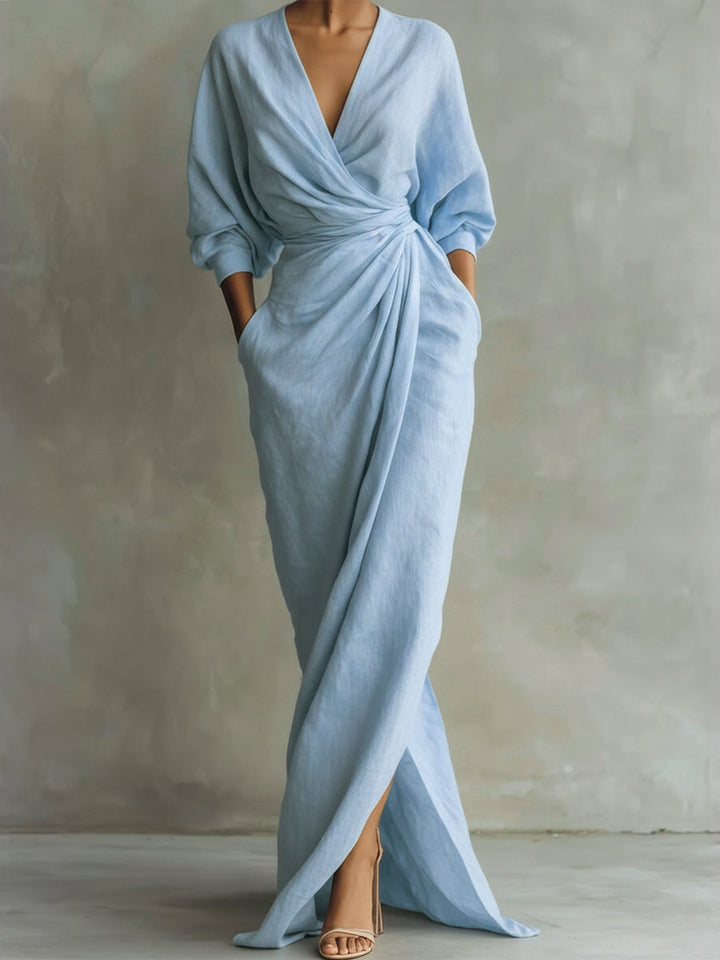 Avalonni | Schickes Eleganzkleid für Damen mit V-Ausschnitt und 3/4-Ärmeln