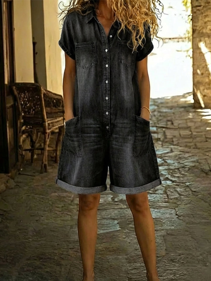 Lässiger Damen Kurz-Overall mit kurzen Ärmeln