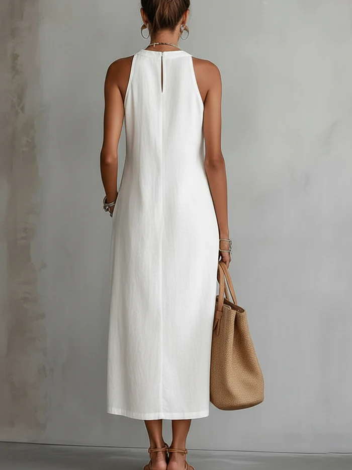 Jimena | Midi-Kleid für Damen mit stylischem Mao-Kragen