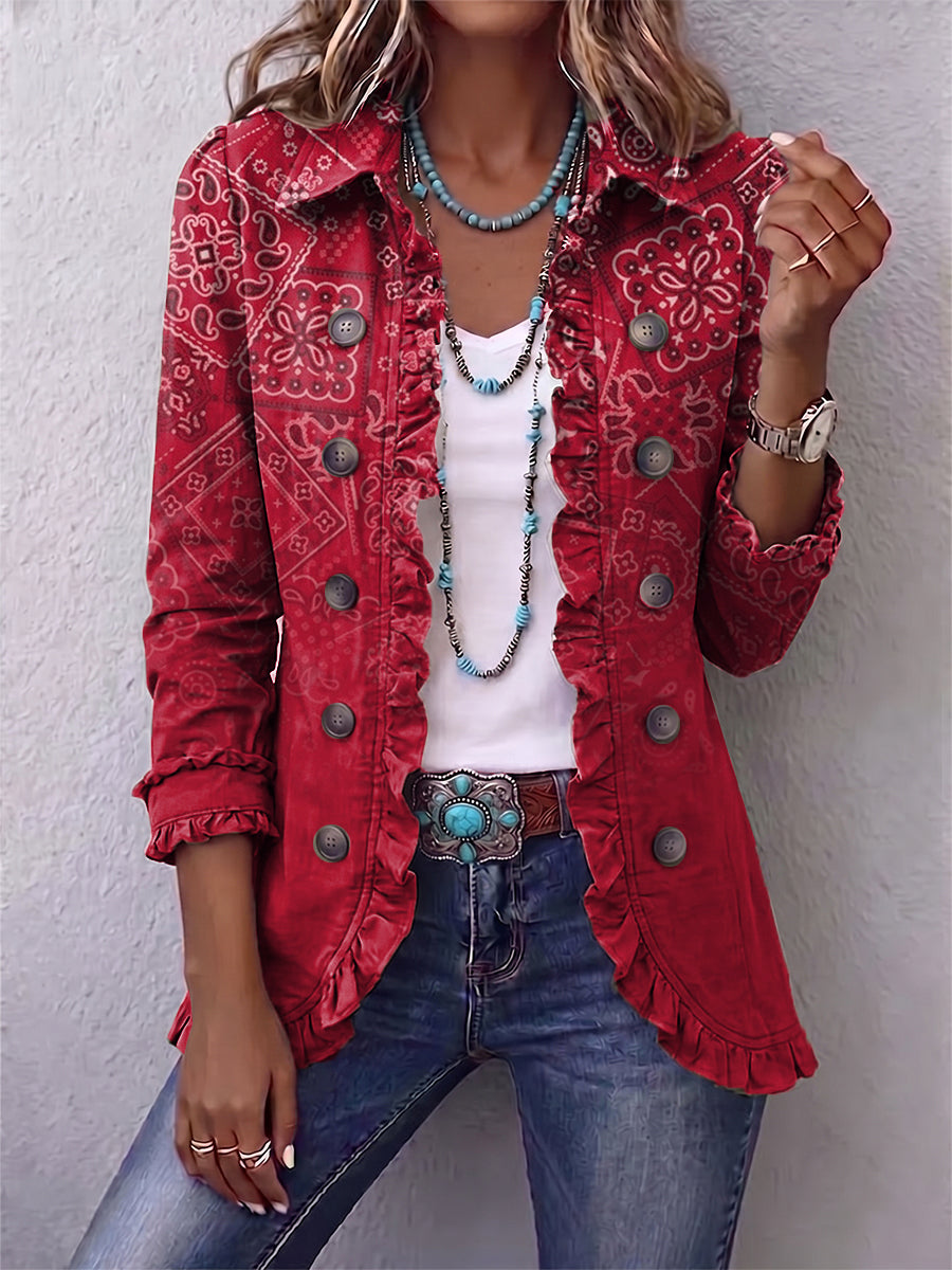 Damen Jacke mit Knöpfen, Rüschen