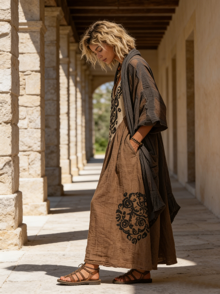 Entspanntes Bohemian Zweiteiler-Outfit für Damen mit Blumenmuster