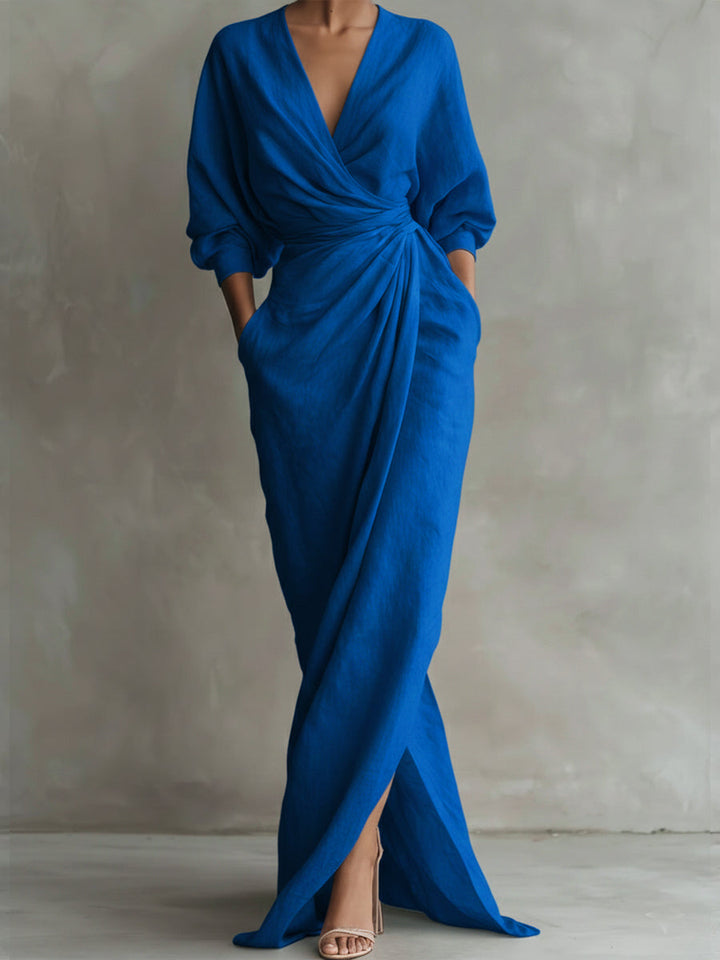 Avalonni | Schickes Eleganzkleid für Damen mit V-Ausschnitt und 3/4-Ärmeln