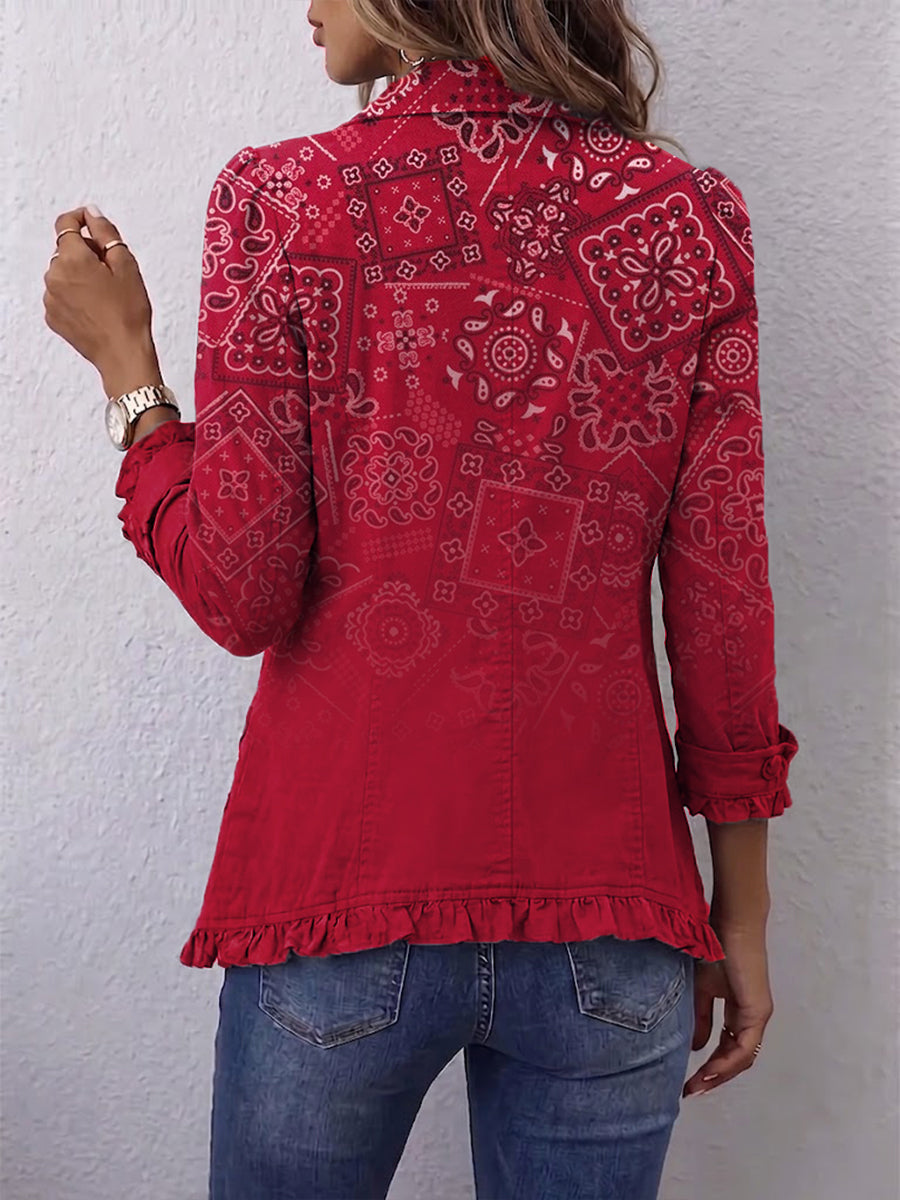 Damen Jacke mit Knöpfen, Rüschen