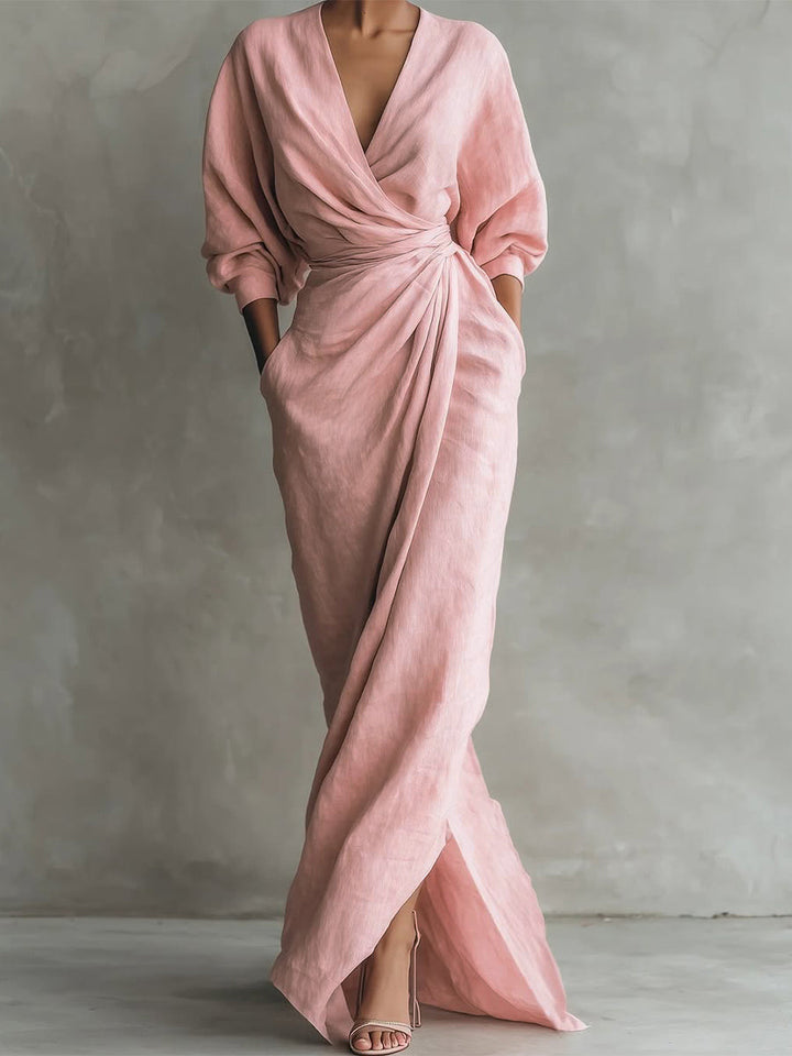 Avalonni | Schickes Eleganzkleid für Damen mit V-Ausschnitt und 3/4-Ärmeln