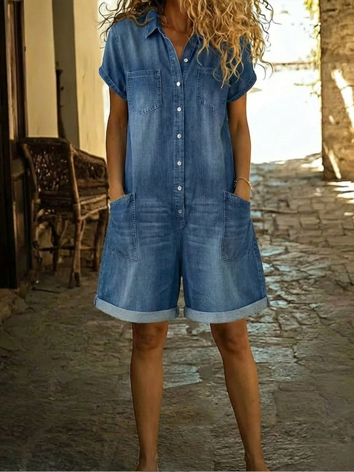 Lässiger Damen Kurz-Overall mit kurzen Ärmeln