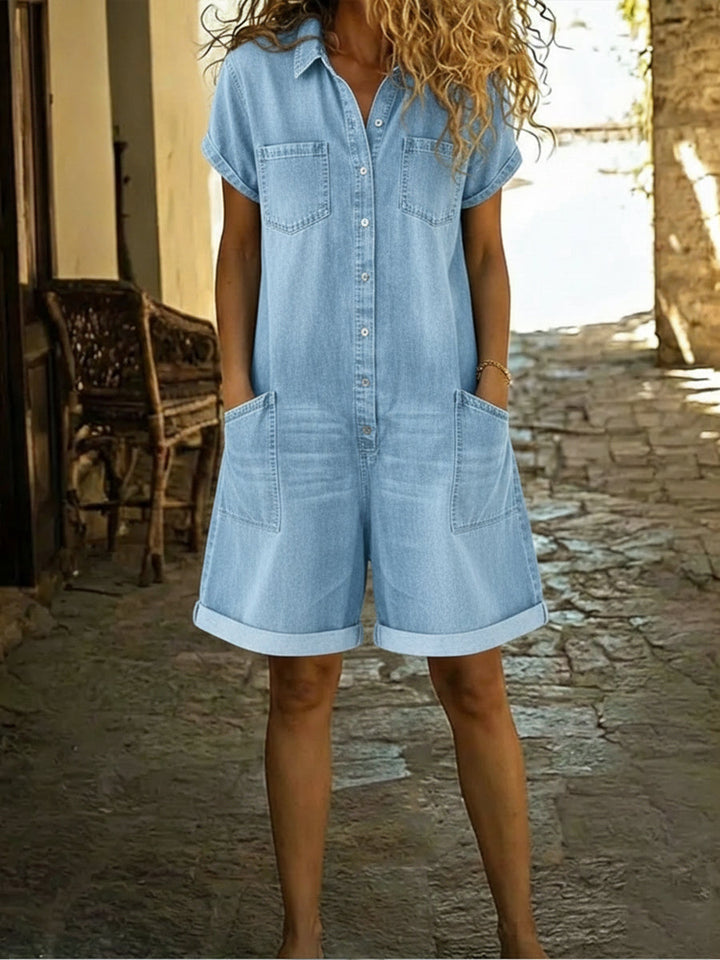 Lässiger Damen Kurz-Overall mit kurzen Ärmeln