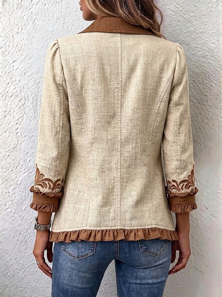 Damen Rüschenjacke mit Knöpfen, Langarm
