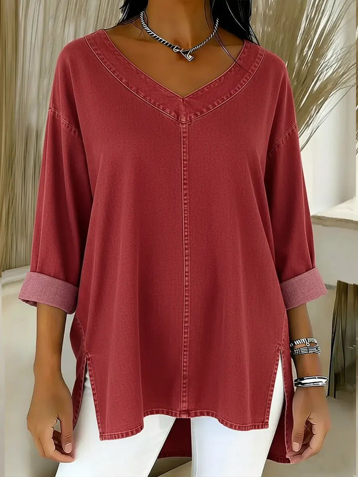 JESSICA | Lässiges V-Ausschnitt T-Shirt für Damen mit 3/4-Ärmeln