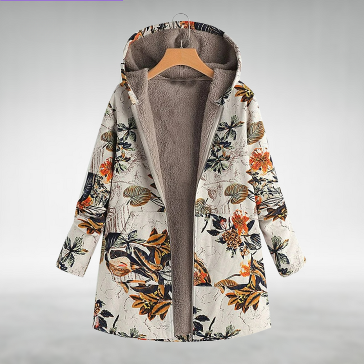 Sofia | Stylische Jacke für Damen mit Blumenmuster und Kapuze