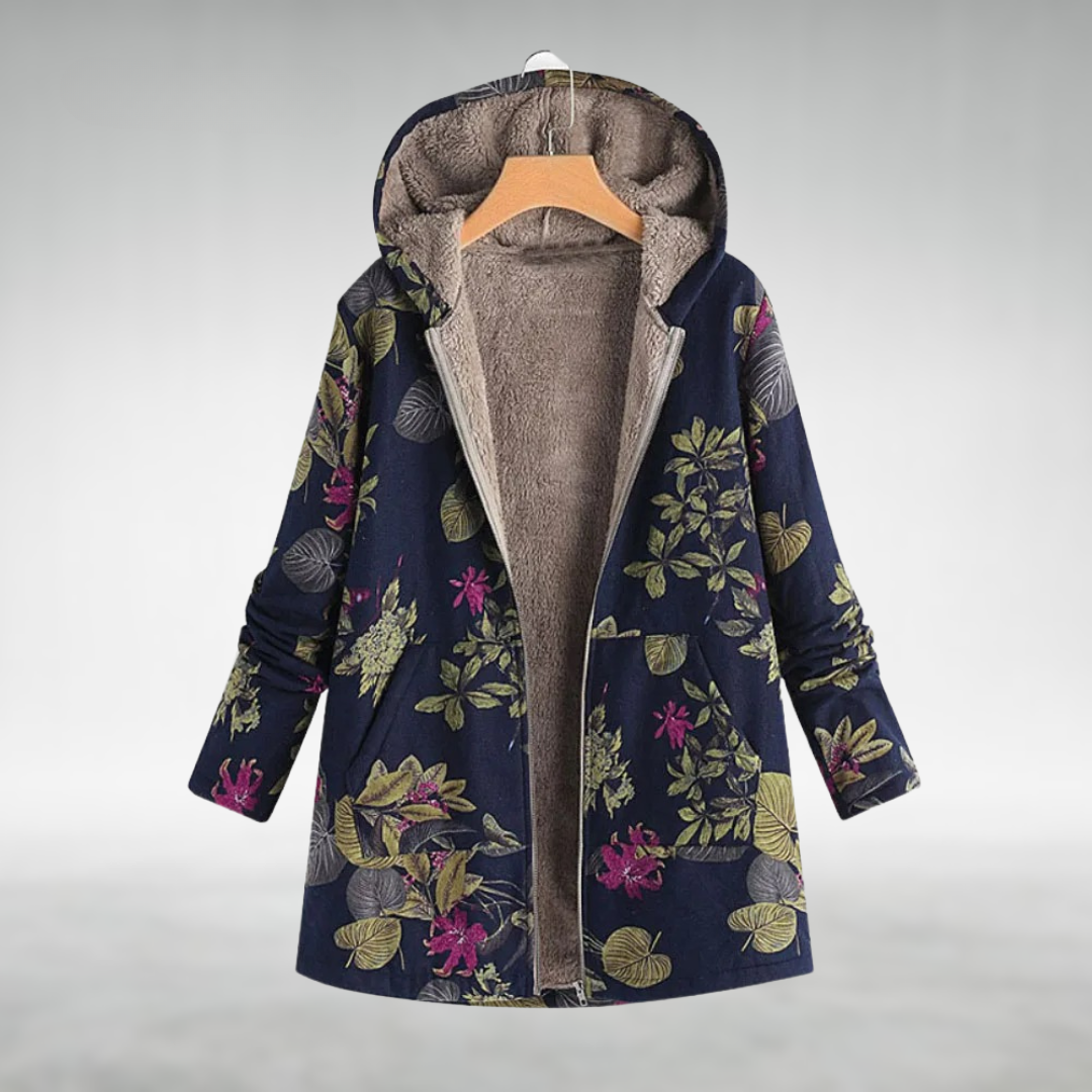 Sofia | Stylische Jacke für Damen mit Blumenmuster und Kapuze