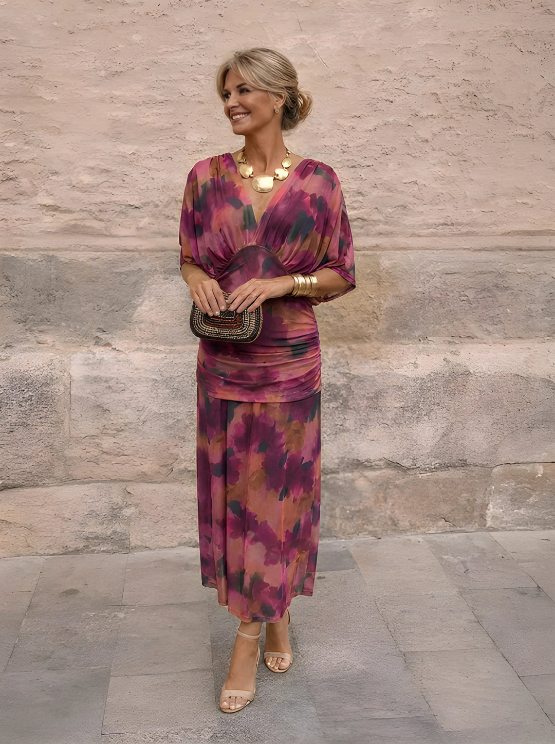 Elegantes Maxikleid für Feste für Damen mit V-Ausschnitt