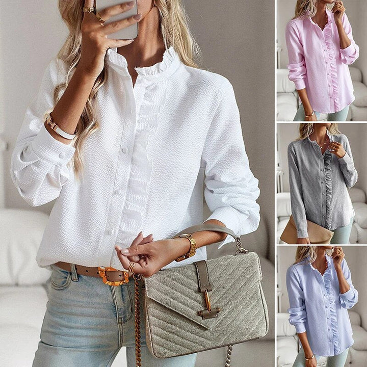 Belle | Elegante Polo-Bluse mit langen Ärmeln